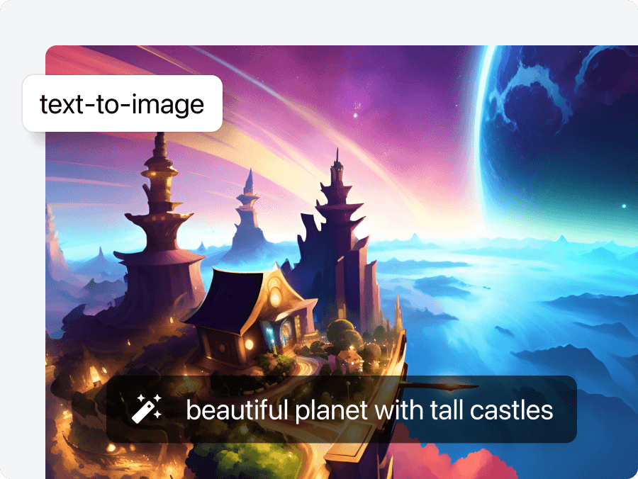 Generated image: beautiful planet with tall castles
