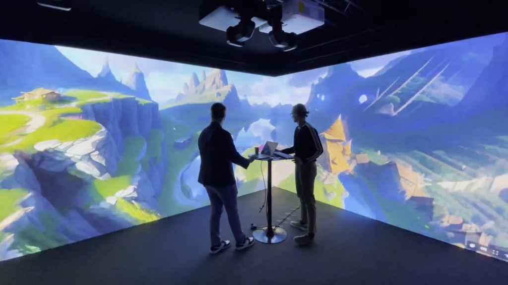 AI generated imagery in a shared immersive space at an education technology conference, Helsinki 