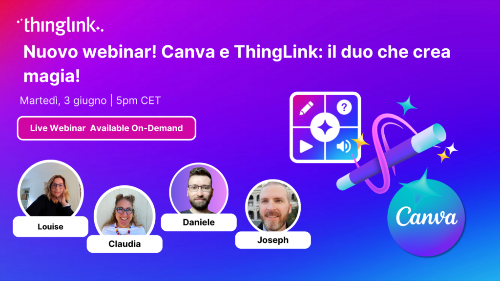 Featured picture of post "Nuovo webinar! Canva e ThingLink: il duo che crea magia!"