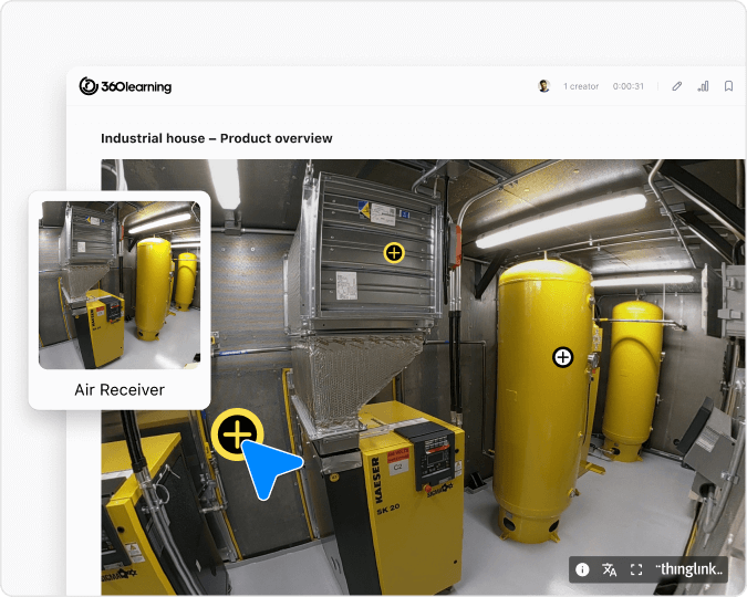 360 image of a factory inside ThingLink Editor