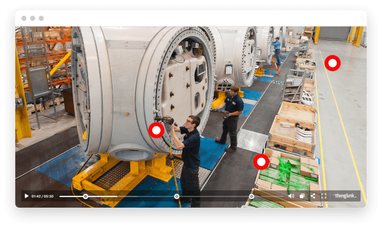 Screenshot of the video of industrial assembly process with tags on it